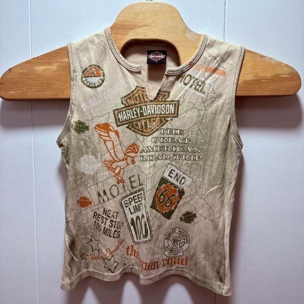 Harley-Davidson Womens Tan Road Trip Route 66 Tank Top Kauai Hawaii Large